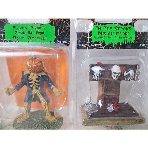 Lemax Spooky Town Lot of 4 Figurines Good Condition Grim Reaper/In the Stocks - Picture 2 of 5
